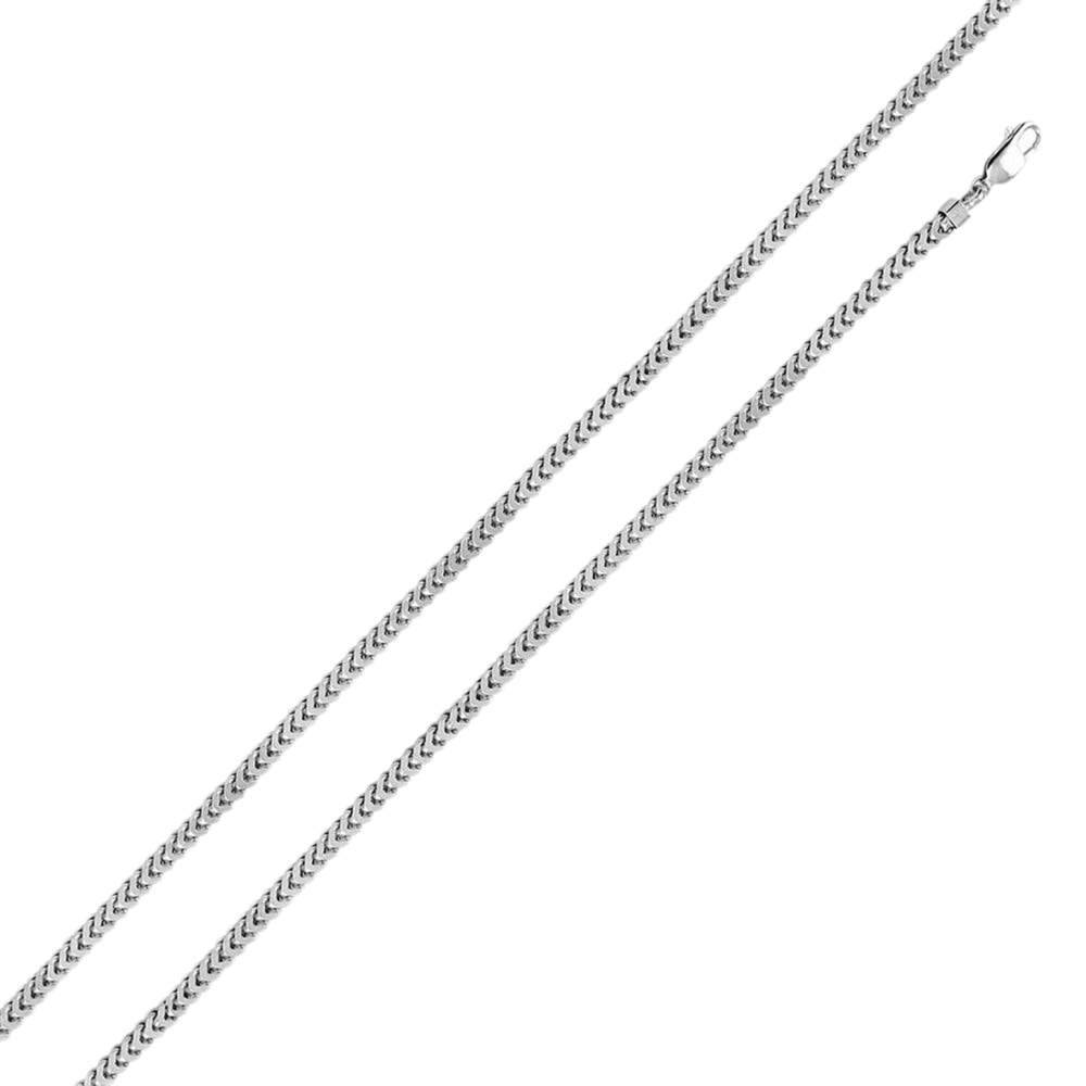 Rhodium Plated 925 Sterling Silver Hollow Franco Chain or Bracelet 3.6mm