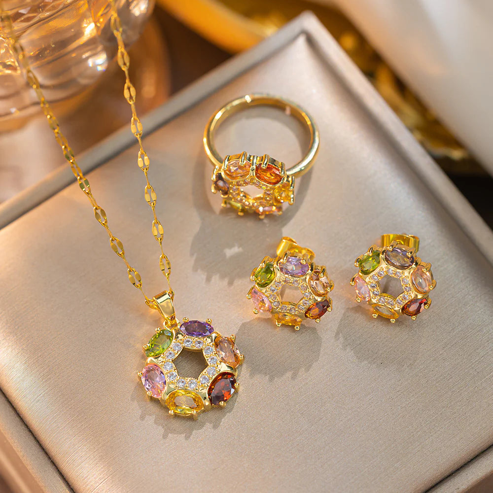 GOLDEN COLORFUL FLOWER SET