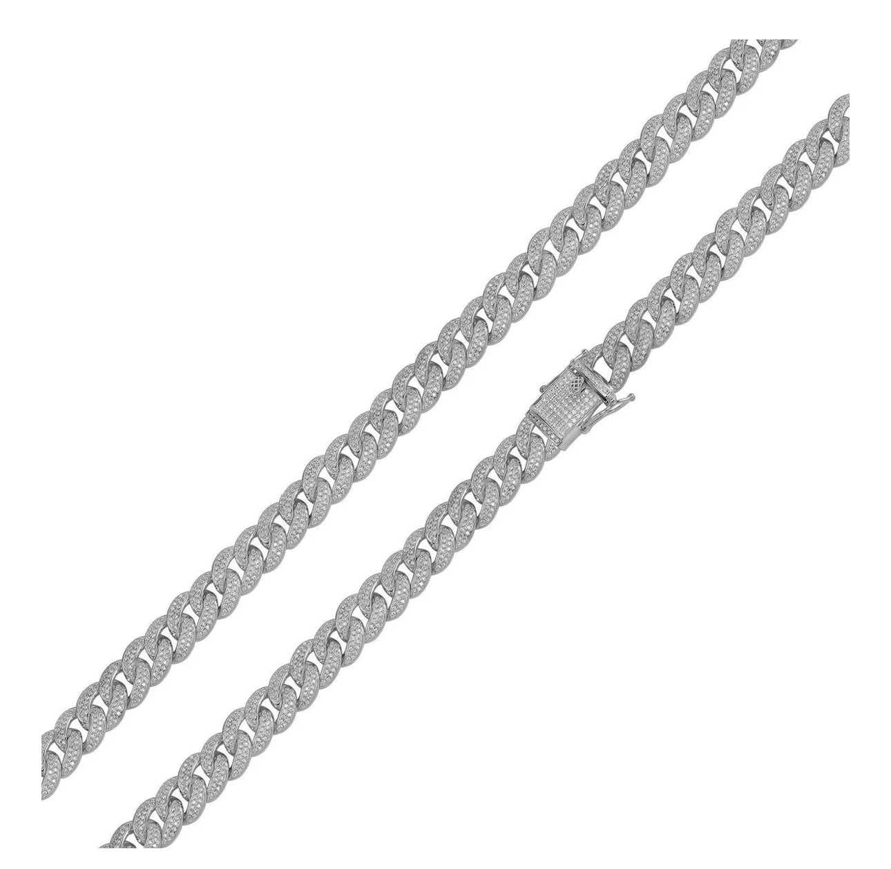 Rhodium Plated 925 Sterling Silver Moissanite Miami Cuban 9.5mm Bracelet Size: 7"