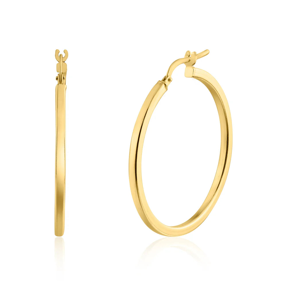 Gold Plated 925 Sterling Silver Silver 2mm Hoop Earring