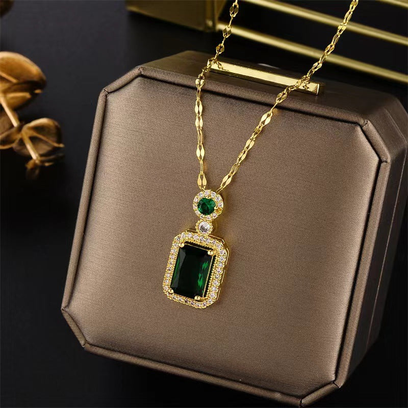 Titanium Steel 18K Gold Plated 
EMERALD THREE PIECE SET