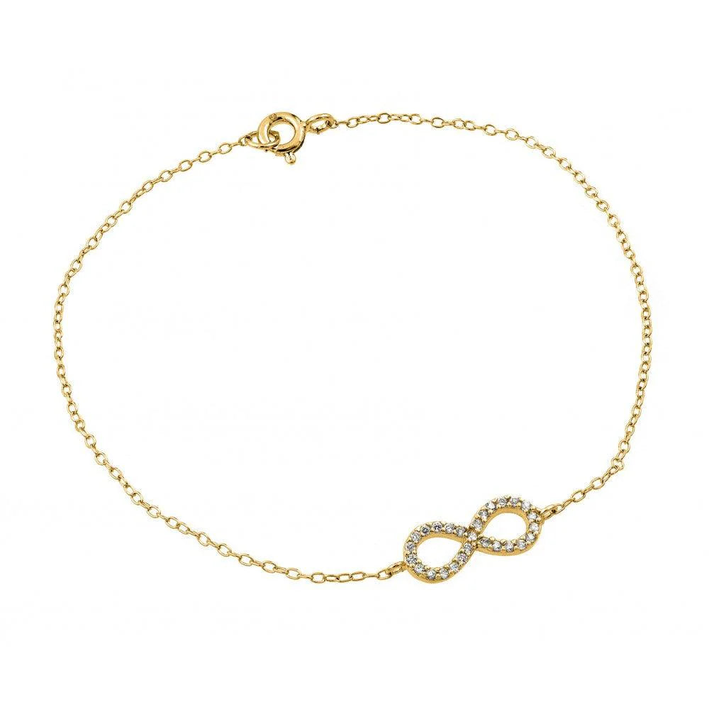 Silver 925 Gold Plated Infinity Clear CZ Bracelet