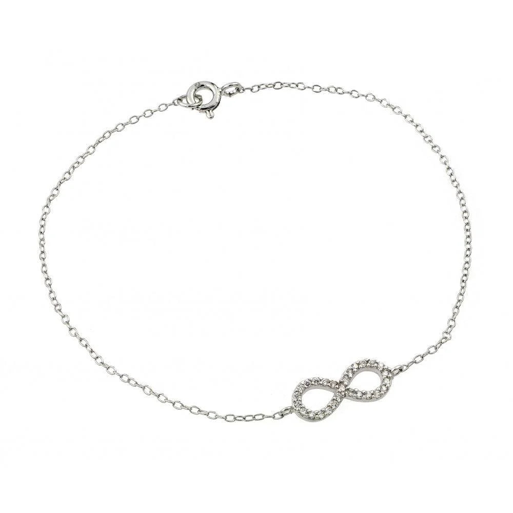 Silver 925 Rhodium Plated Infinity Clear CZ Bracelet