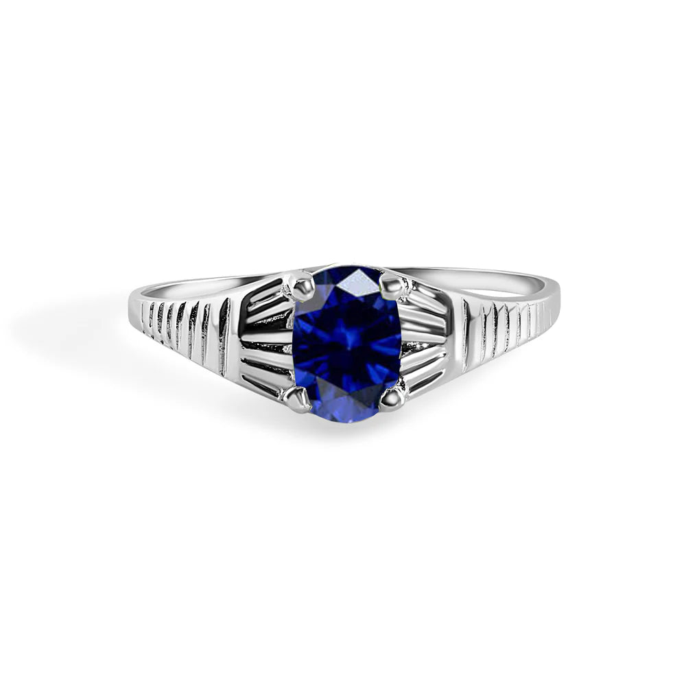 Rhodium Plated 925 Sterling Silverr Rigid Birthstone Ring