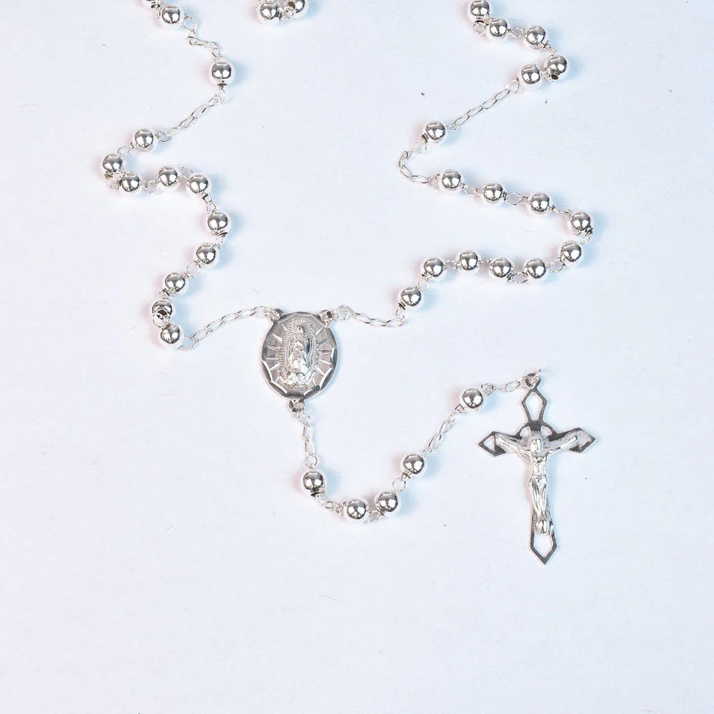 High Polished 925 Sterling Silver 2.5mm Smooth Bead Rosary